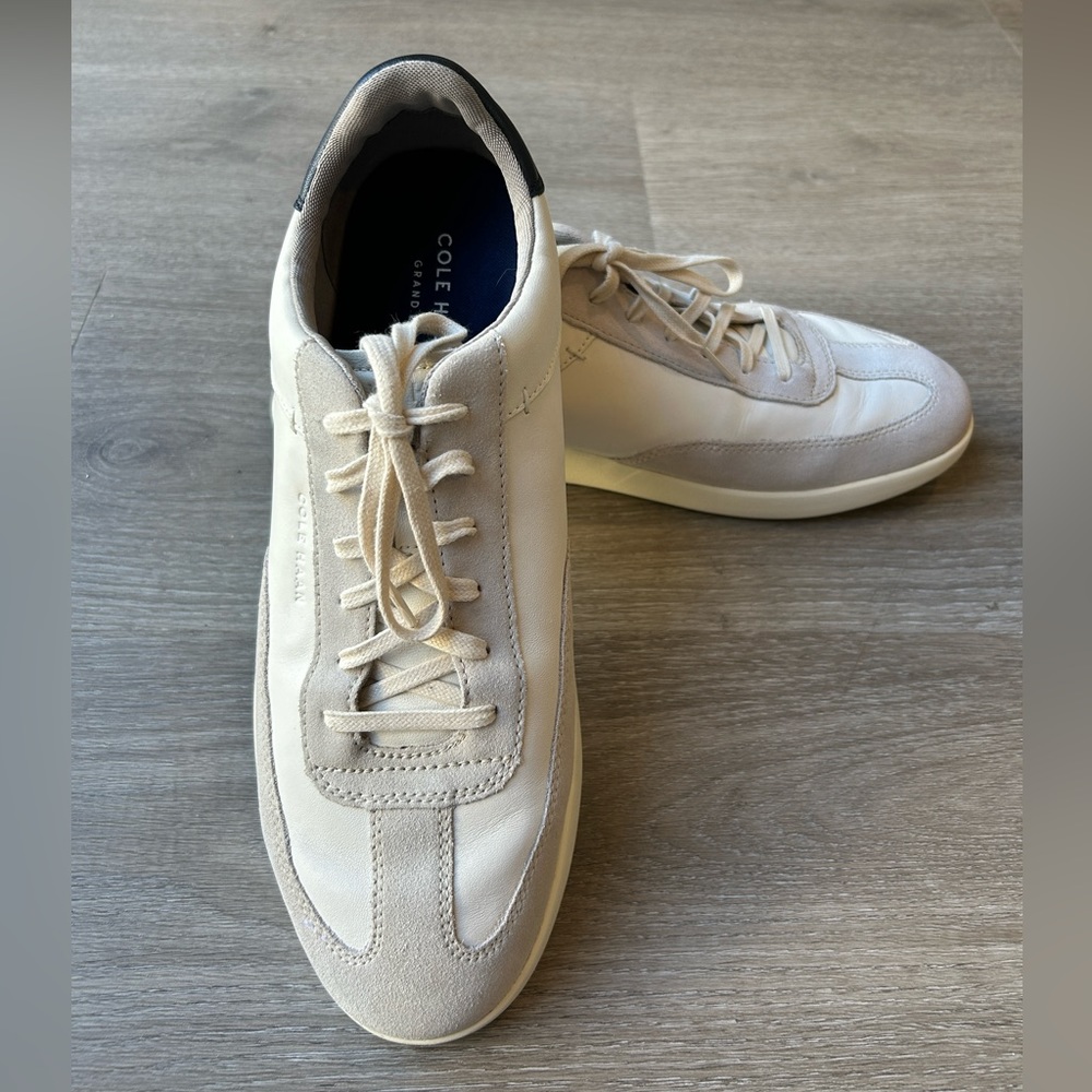 Cole Haan Grand Crosscourt Turf Sneaker. White with blue. Size 11 1/2.